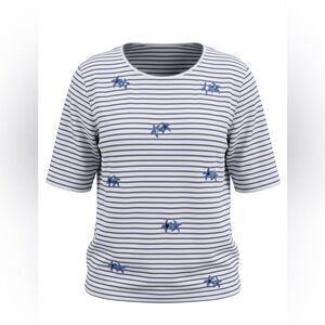 LULU-B WOMENS STRIPED BLOUSE BLUE WHITE SIZE 2X